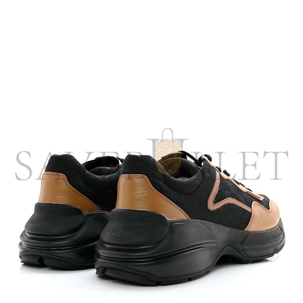 G*u*i men’s rhyton maxi gg black canvas beige leather sneakers 725932